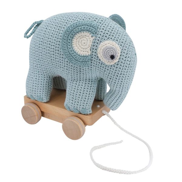 Sebra Häkel-Nachziehtier “Fanto der Elefant” aus Baumwolle (ab 1 Jahr) blau Nachziehtiere