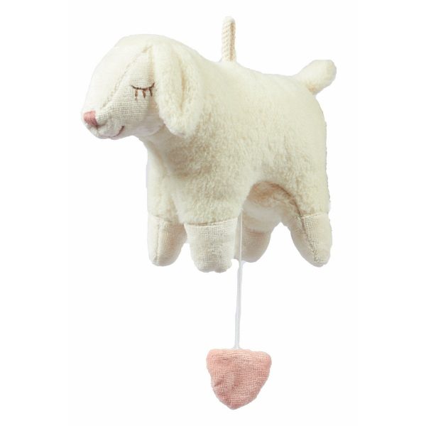 Senger Naturwelt Musik-Mobile “Schaf” aus Öko-Baumwolle und Wolle (16,5×26 cm) handmade in weiß Mobilés