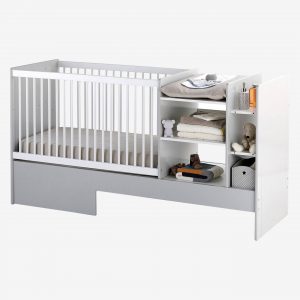 Kombibett “Modulable” vom Babybett zum Juniorbett weiß/grau von vertbaudet
