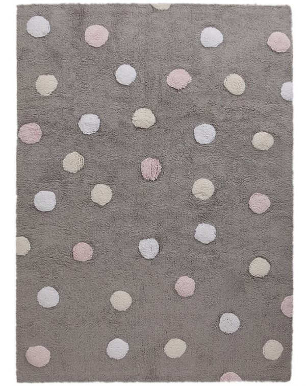 Lorena Canals Teppich TRIKOLORE POLKA DOTS (120×160) in grau/rosa Teppiche