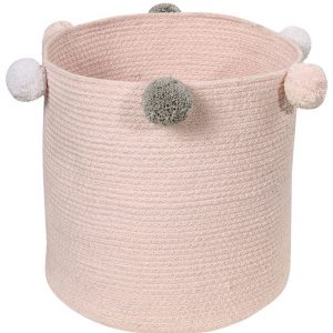 Lorena Canals Spielzeugkorb SEIFENBLASE (30×30) mit Pompons in rosa Aufbewahrung