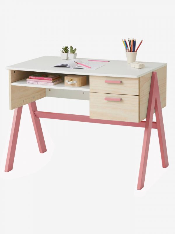 Schreibtisch “Farbtupfer” himbeer von vertbaudet Kinderschreibtische