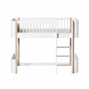 Oliver Furniture halbhohes Hochbett Wood Mini+ Weiß/Eiche Hochbetten
