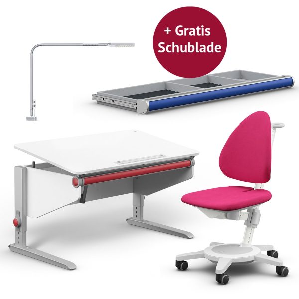 Moll Aktionspaket: Schreibtisch Winner Classic mit Maximo, Flexlight und GRATIS Schublade Kinderschreibtische