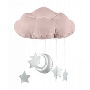 Cotton & Sweets Mobile Wolke altrosa mit Mond und Sternen silber Mobilés